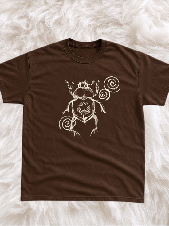 Gildan Other - Gildan Brown Short Sleeve Tee with Cream Bug Graphic